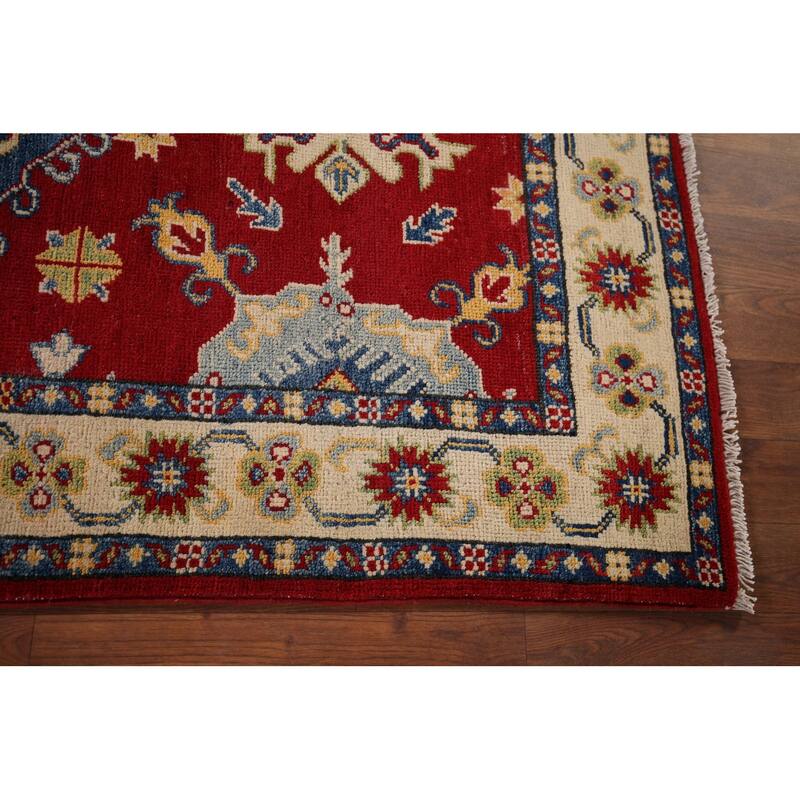 Geometric Kazak Foyer Rug Handmade Oriental Wool Carpet - 3'3" x 5'2"
