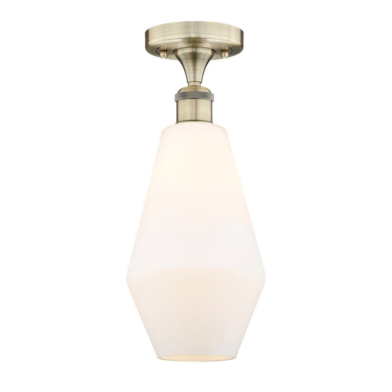 Innovations Lighting Cindyrella - 1 Light 7" Semi-Flush Mount - Antique Brass/Cased Matte White