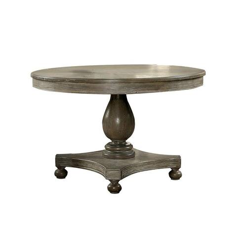Wooden Round Table in Rustic Dark Oak Finish