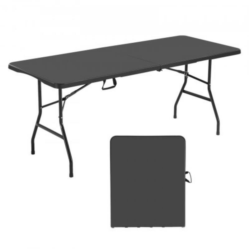 6FT Folding Camping Table Portable Picnic Desk with HDPE Top and Steel Legs for Outdoor BBQ