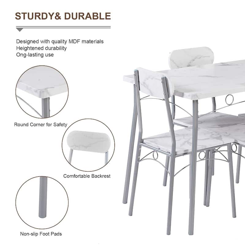 Javlergo 5 Piece Space-Saving Dining Table Set Kitchen Wood Table and Chairs for 4 Dining Room Sets