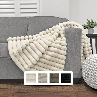 The Mood Puffy Striped FauxFur Throw