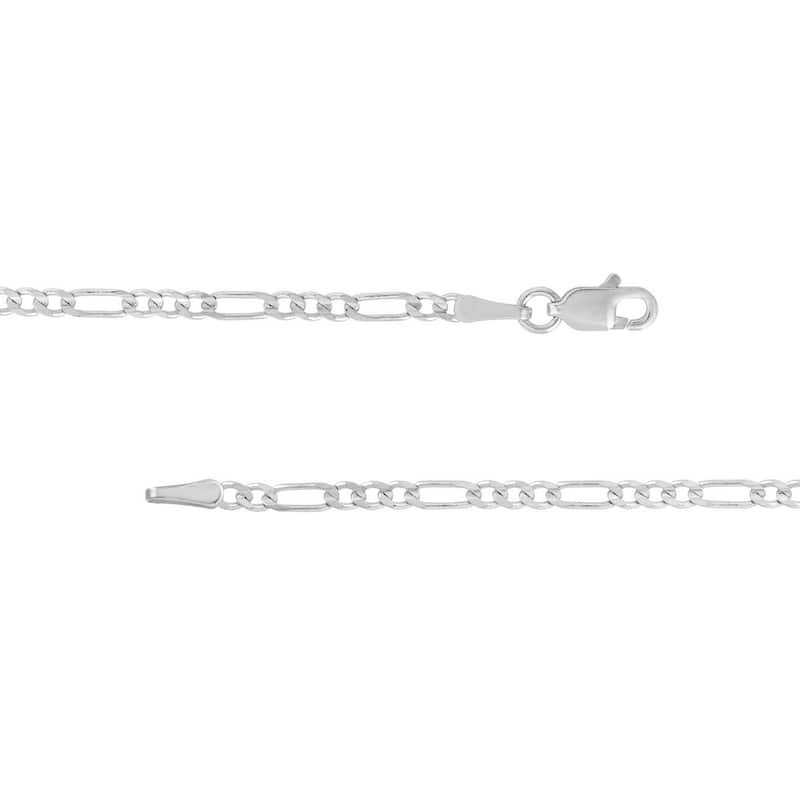 Curata 14k White Gold Figaro Chain Necklace 2.36mm (Lobster)