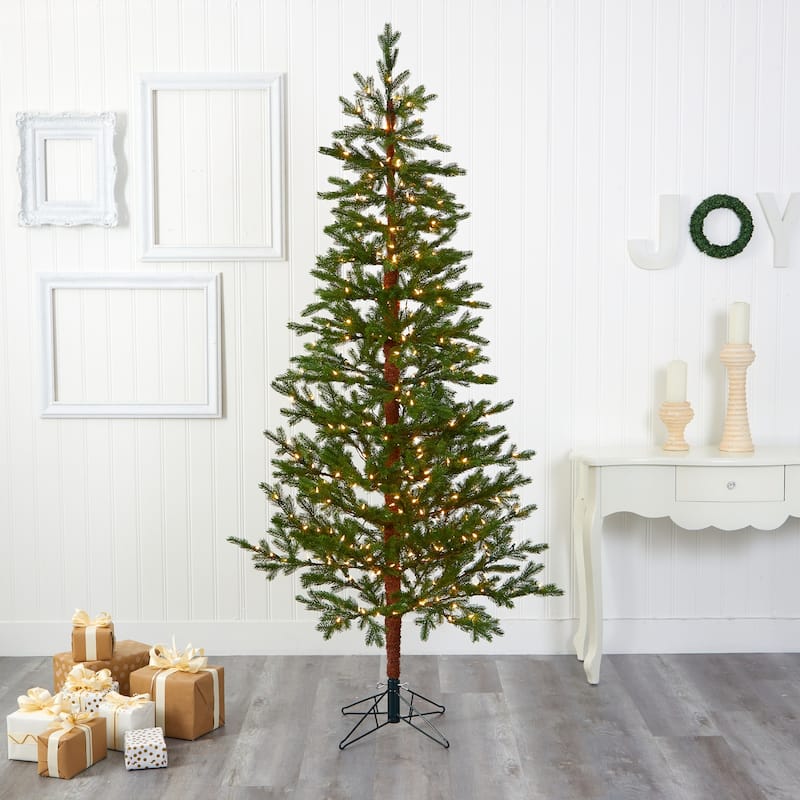 7.5ft Artificial Christmas Tree with Lights - Holiday Decor, Warm White LED, Bendable Branches, Classic Design - Green - 84