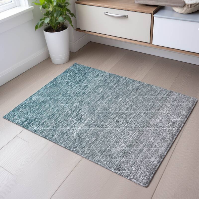 Premium Washable Super Soft Ombre Diamonds Mayfield Rug - Teal - 1'8" x 2'6"