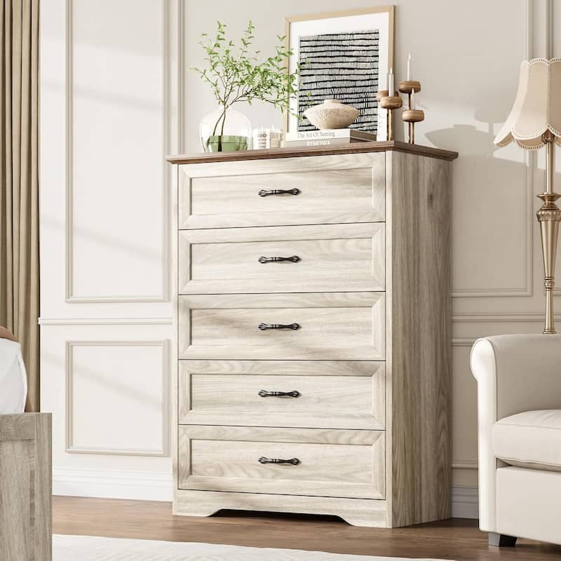 5 Drawers Dresser, Chest of Drawers, Storage Organizer for Bedroom,Living Room - Grey