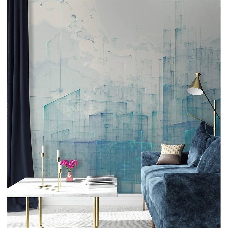 GK Wall Design Abstract Blue Cityscape Modern Removable Wallpaper
