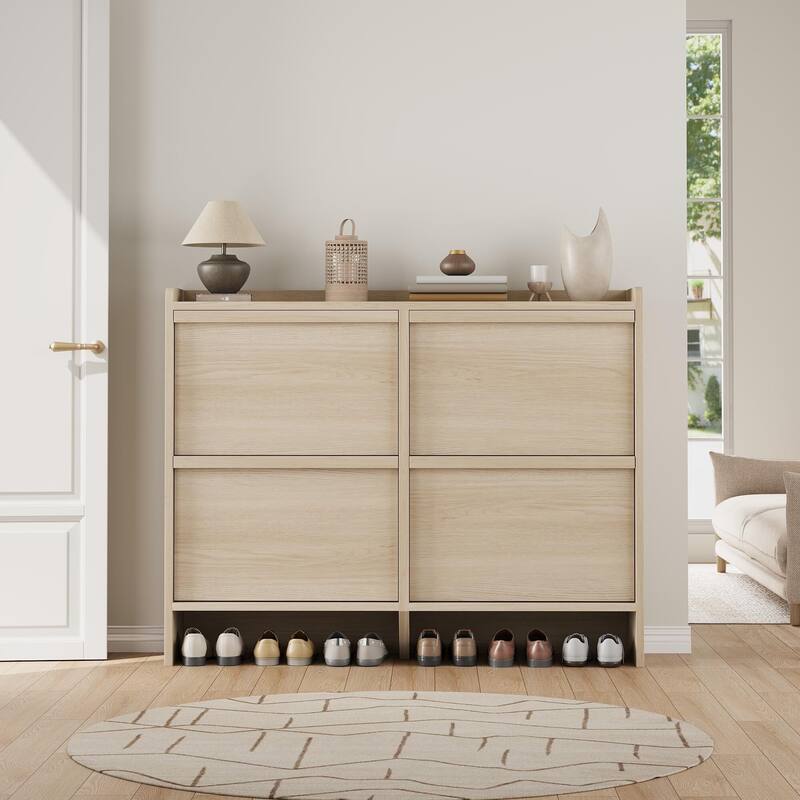 Drawer Wooden Shoe Cabinet with Adjustable Shelves