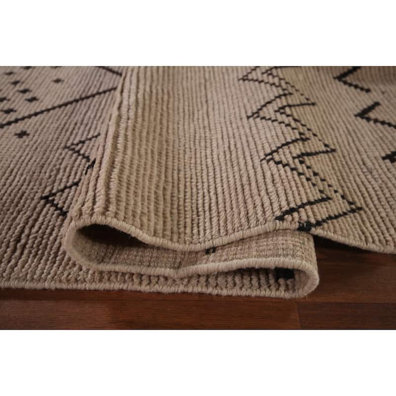 Ivory Moroccan Oriental Area Rug Hand-Knotted Wool Carpet - 8'10"x 12'3"