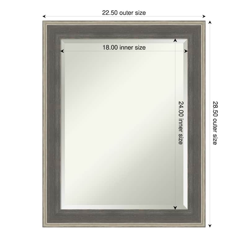 Cottage Beveled Wood Framed Bathroom Vanity Wall Mirror - Cottage Grey Silver - 23 x 29 in