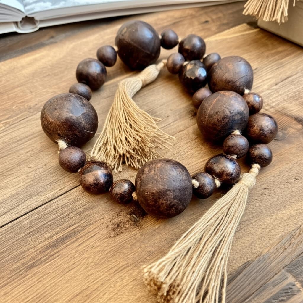 Terracotta Decorative Beads Modern Handmade Sculptural Home Decor - 60" x 2.5" x 2.5"