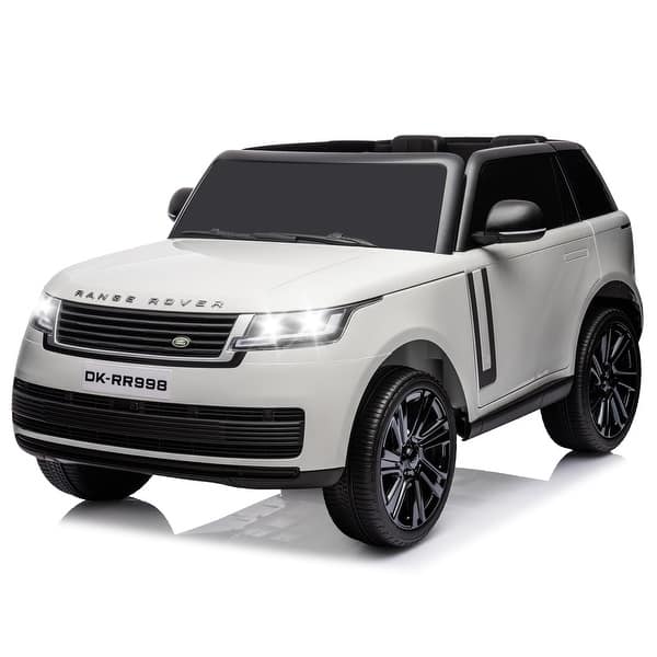 slide 2 of 35, 24V Licensed Land Rover Ride On Car, Kids Electric Car with 2-Seater, Parent Remote Control - 52x32x24in White