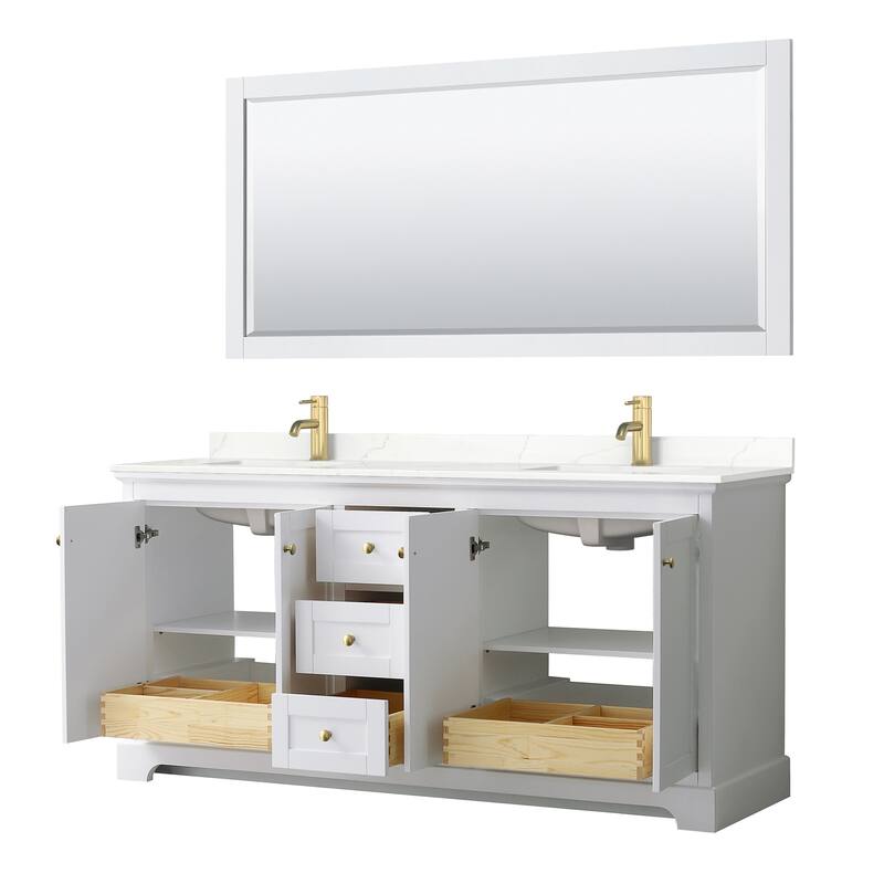 Avery 72-inch Double Vanity, Quartz Top, 70-inch Mirror