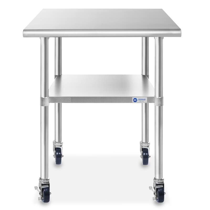 36 x 24in NSF Stainless Steel Prep Table with Casters