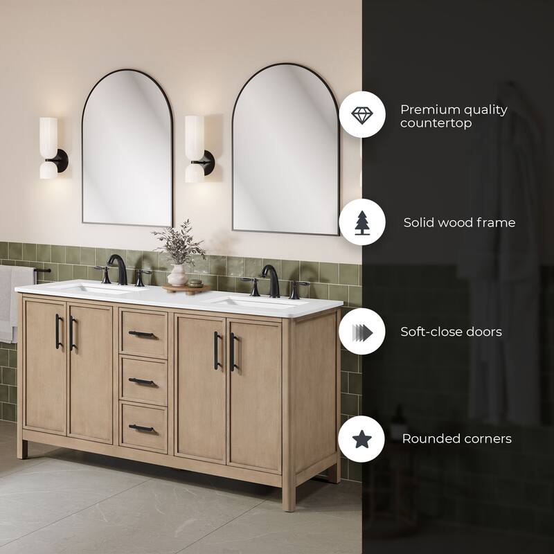 OVE Solas Bathroom Vanity with White Engineered Stone Top