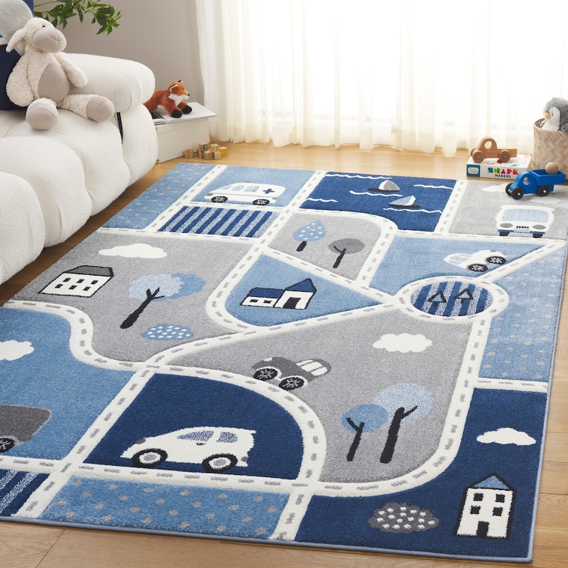 SAFAVIEH Carousel Kids Mihaila Neighborhood Rug - 8' x 10' - Grey/Blue - Rectangle