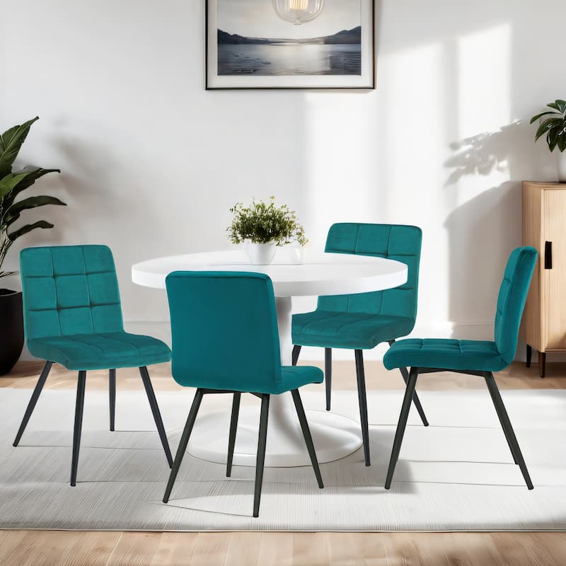 Modern 17” Wide Tufts Upholstered Dining Side Chairs with Metal Legs - 22.25L×18.71W×32.09H