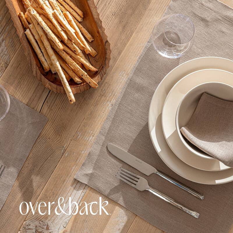 over&back 100% Linen Woven Placemats - Machine Washable - Set of 4