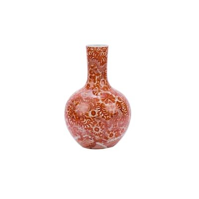 Globular with Dragon Motif Floor Vase