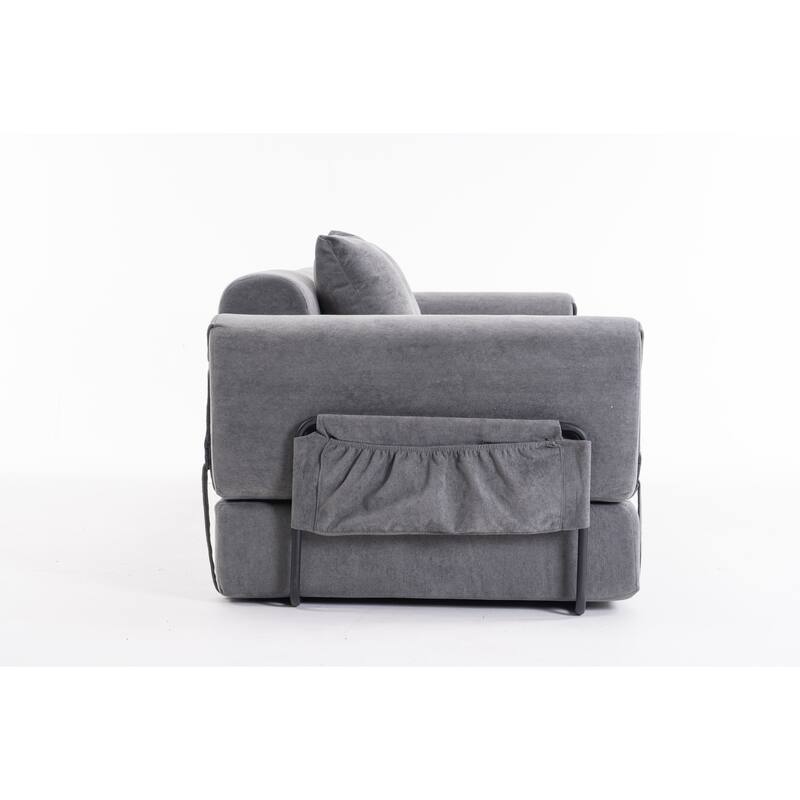 Folding Chaise Longue Sofa Fold Out Loveseat Floor Couch, Convertible Sleeper Sofa Bed Modular Leisure Sofa