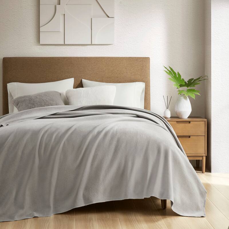 Croscill Andaz Solid Cotton Blanket - Full/Queen - Grey
