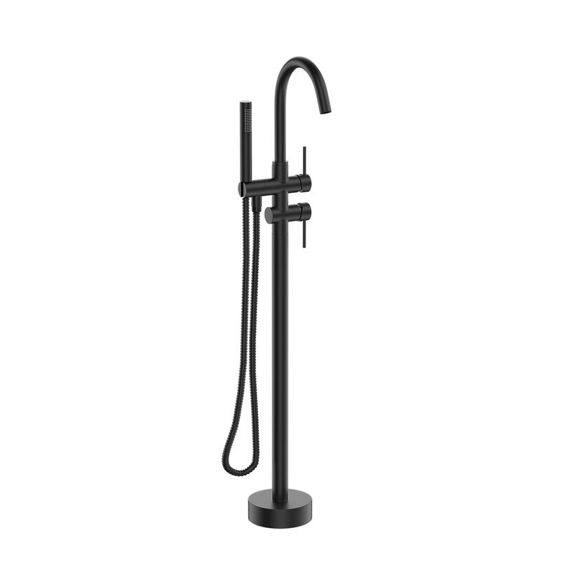 Topcraft Floor Mounted Bathtub Filler with Handheld Showerhead - Matte Black