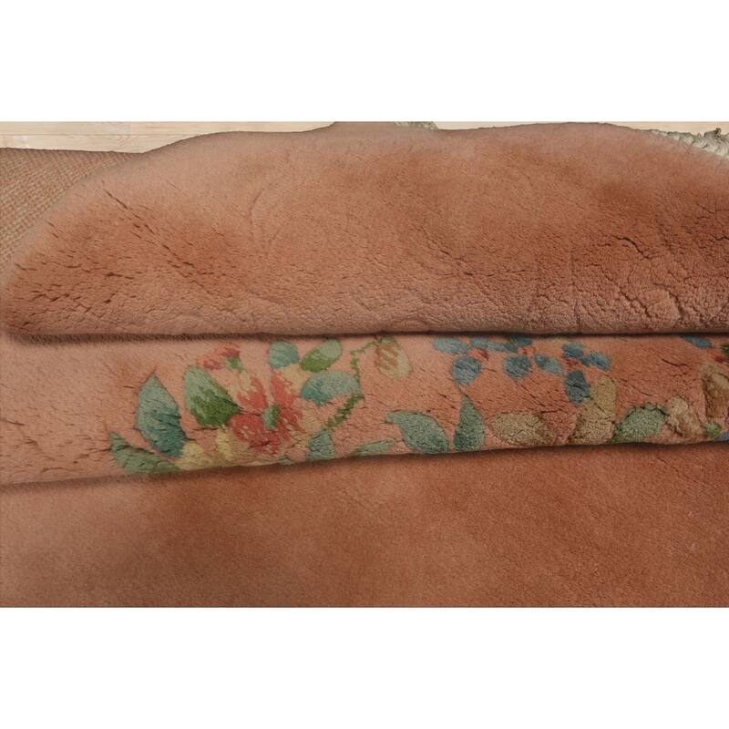 8x10 Hand Knotted Wool Rose French Aubusson Savonnerie Plush Pile Rug - 8' x 10'