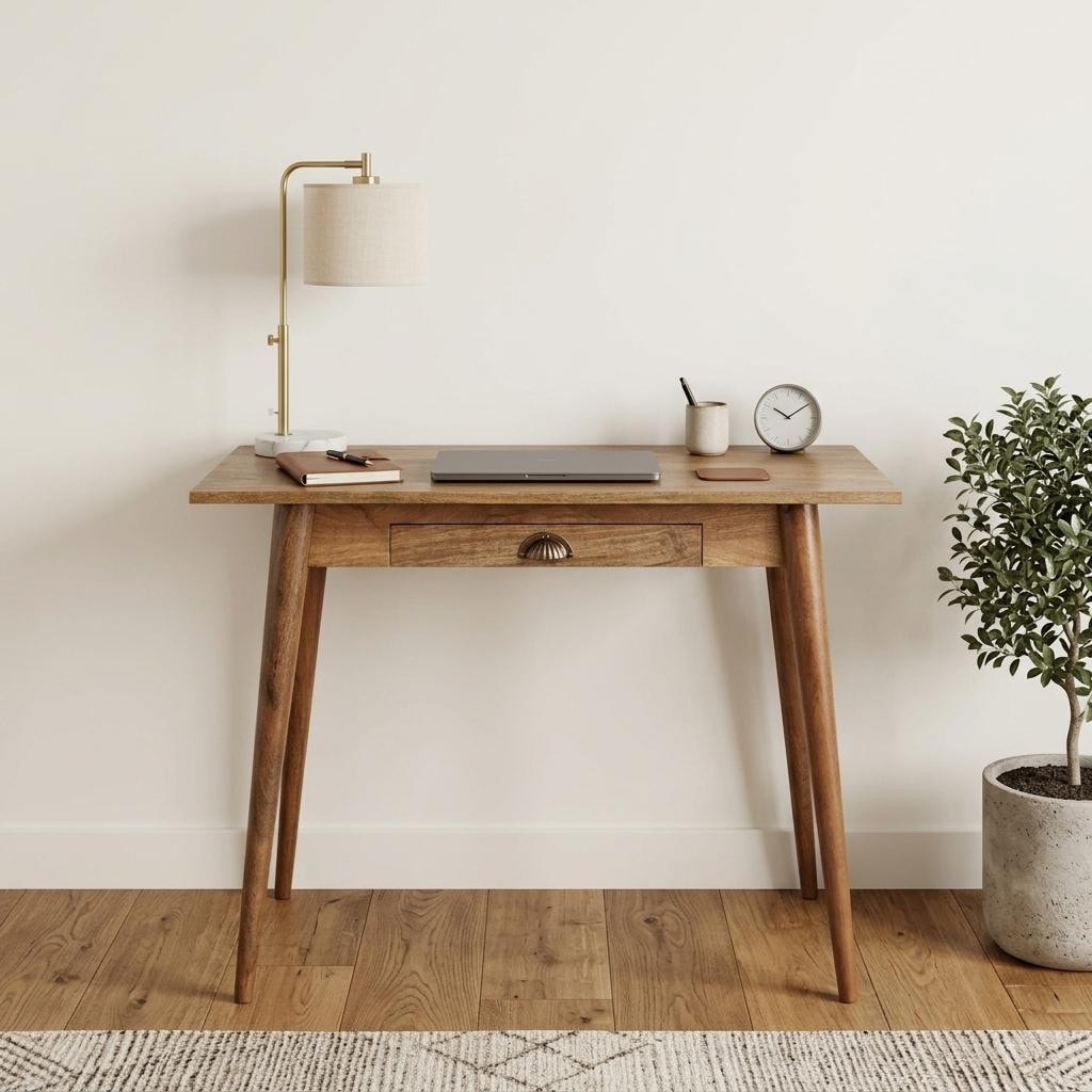 HomeRoots 32" Brown Solid Wood Writing Desk