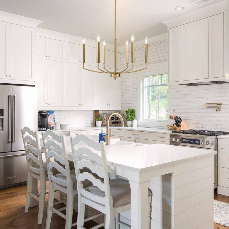 6-Light Farmhouse Chandelier for Dining Room Lighting Fixtures Hanging - W24.41"