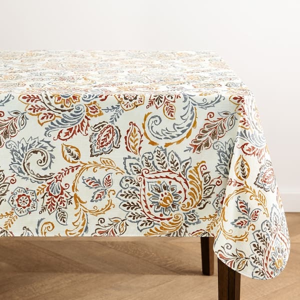 Ava Floral Jacobean Printed Vinyl Indoor/Outdoor Tablecloth Bed Bath