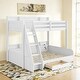 preview thumbnail 2 of 15, Twin over Full Bunk Bed with Storage Shelves,LED,Charging Station