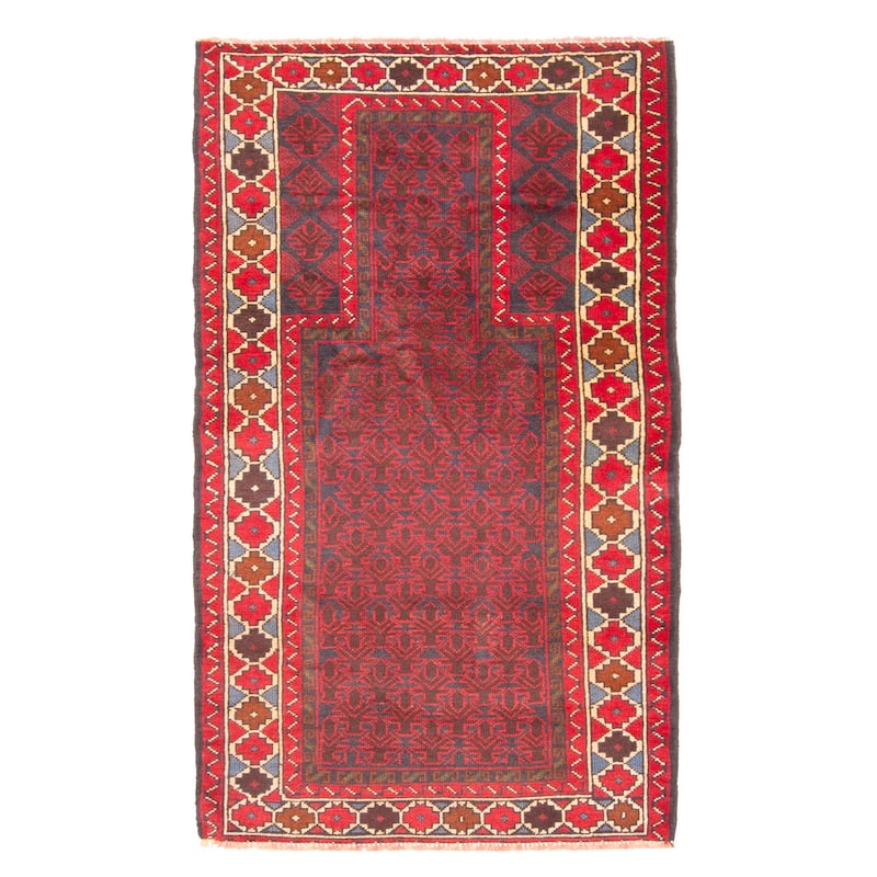 ECARPETGALLERY Hand-knotted Teimani Dark Navy Wool Rug - 2'9 x 4'9