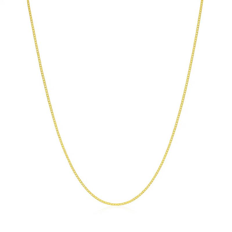 MayaMila 14k Yellow Gold Classic Box Chain 0.6mm