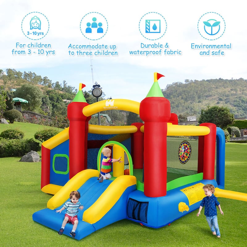 Gymax Inflatable Bounce House Kids Slide Jumping Castle w/ Ball Pit - See Details