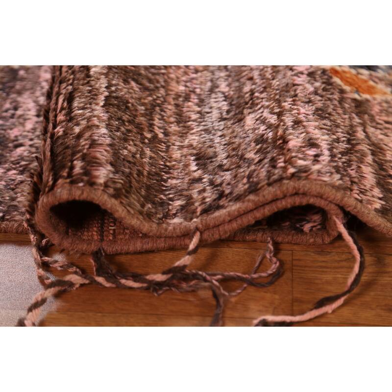 Hand Knotted Oriental 100% Wool Carpet Modern Tribal Pink Moroccan Area Rug - 8' 0'' X 5' 9''