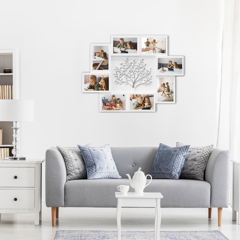 8 Opening Photo Frame Wall Hanging Decor White PVC Picture Frame 