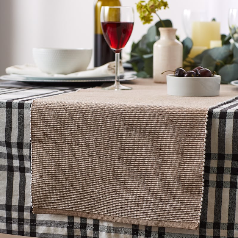 DII Black & White 2-Tone Ribbed Table Runner