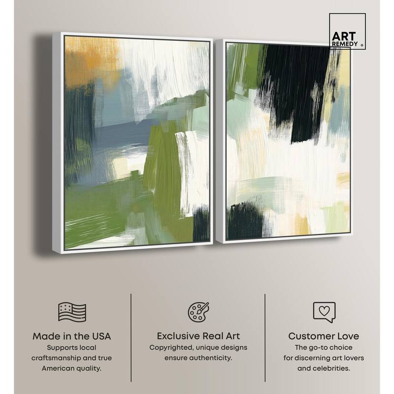 Textured Greens I Canvas Set of 2 by Art Remedy