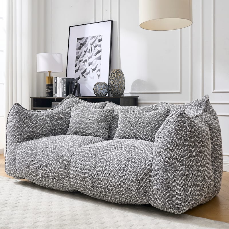 Giant Bean Bag Loveseat Sofa with Armrest for Living Room - Grey