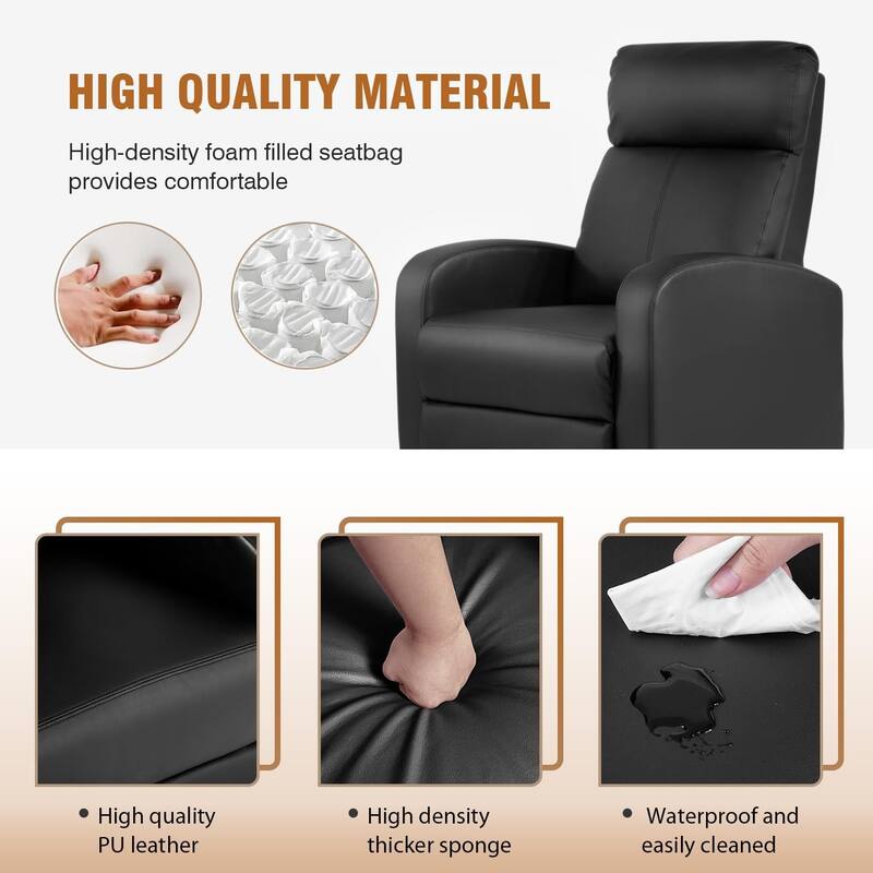 Recliner Chair for Living Room - Massage PU Leather Recliner Sofa with Lumbar Support, Home Theater Seating