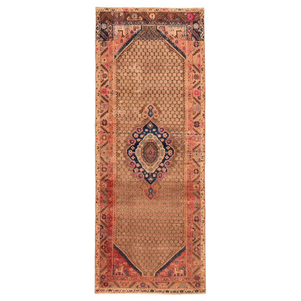 ECARPETGALLERY Hand-knotted Antalya Vintage Brown Wool Rug - 4'1 x 10'8