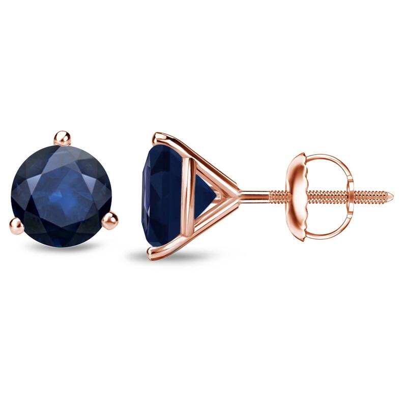 Auriya 14k Gold Round Sapphire Stud Earrings 1 1/2ctw Martini-set - Rose