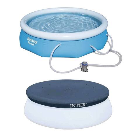 Bestway 10ft x 30in Above Ground Pool w/ Filter Pump, Intex Pool Round Cover - 22