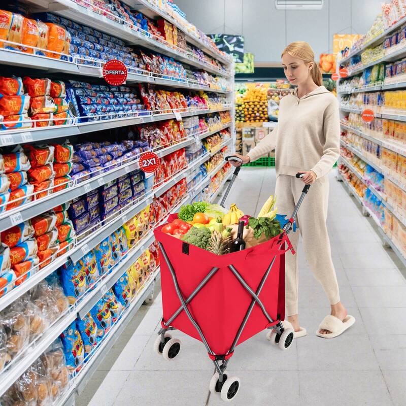 Costway Folding Shopping Cart Utility w/ Water-Resistant Removable