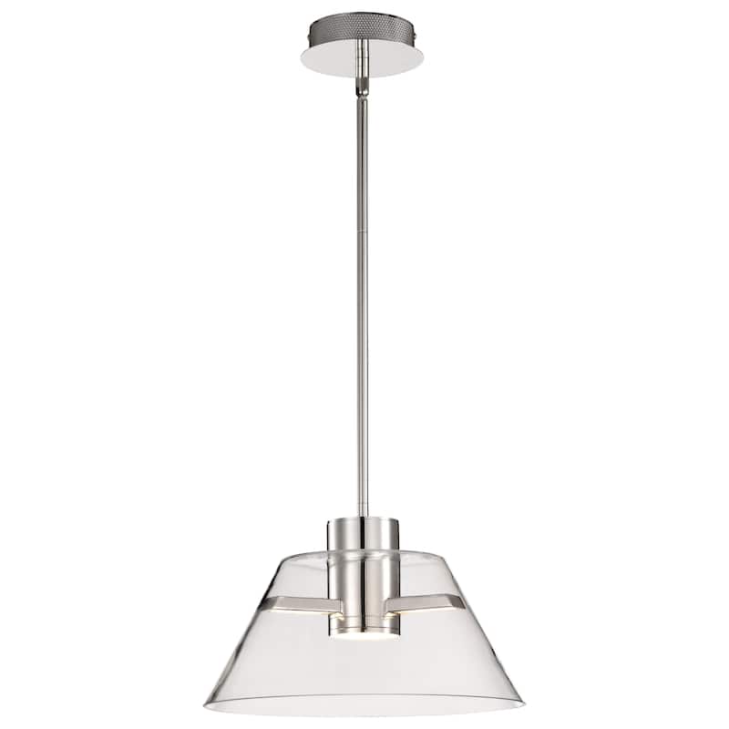 Edmond 14 Inch LED Pendant Polished Nickel with Clear Glass - Polished Nickel