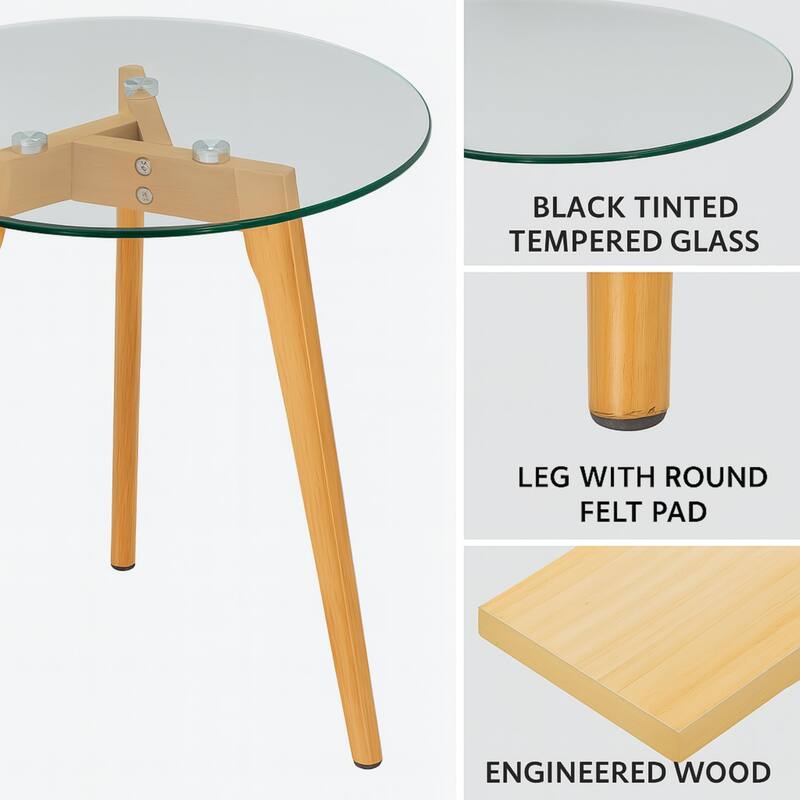 Aria Home Mid Century Modern Glass Nesting Tables Set of Two