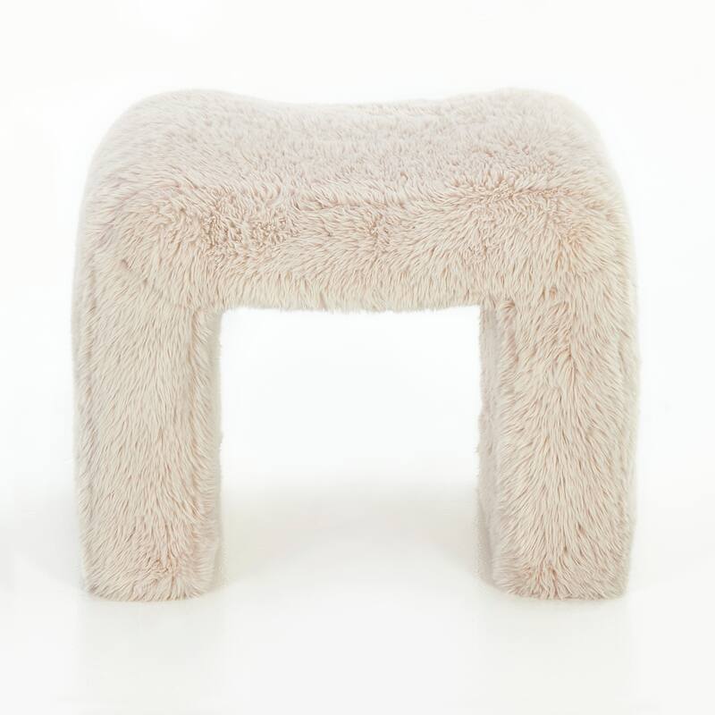 Roundhill Furniture Zorya Faux Fur U-Shaped Ottoman, Set of 2