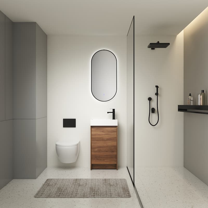 18 Inch Freestanding Bathroom Vanity With Single Sink, Soft Closing Doors, Suitable For Small Bathrooms - Brown Ebony