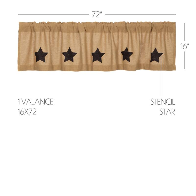Burlap with Stencil Stars Valance