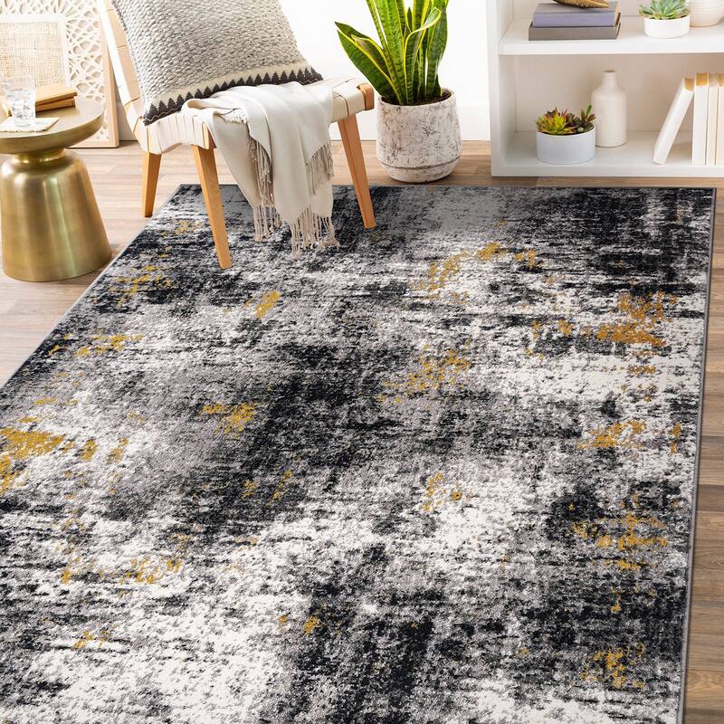 World Rug Gallery Adare Contemporary Abstract Area Rug - 3' 3" x 5' - Yellow